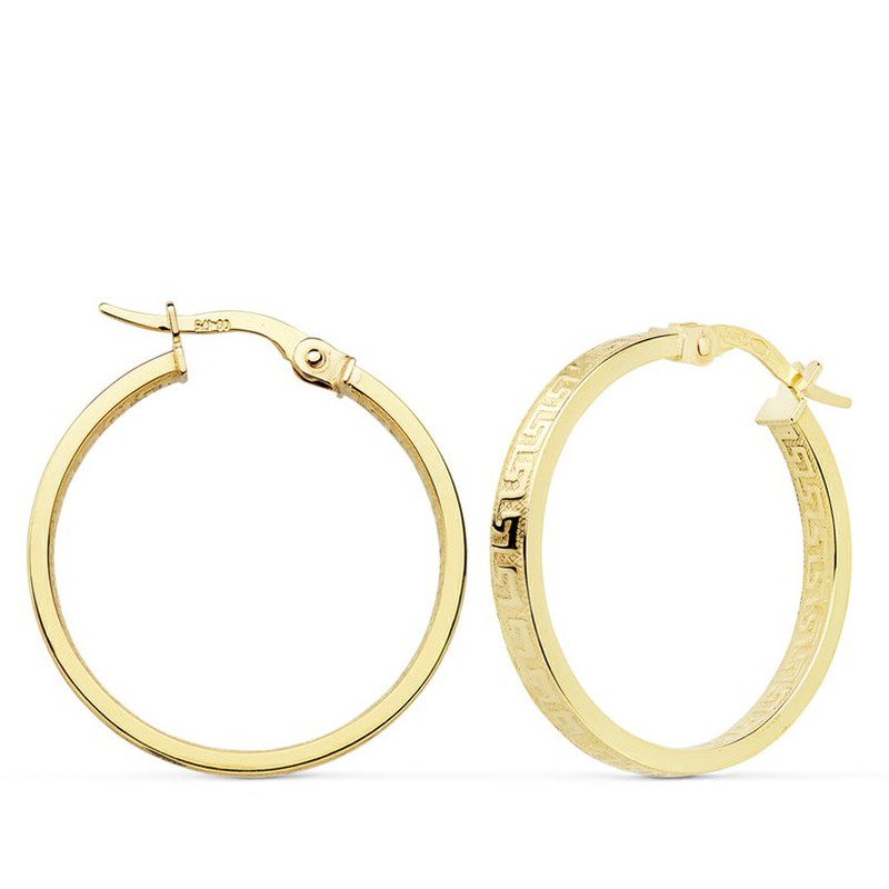 18kts Gold Versace Greca Hoop Earrings