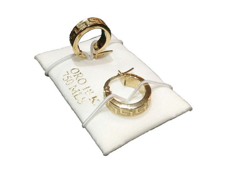18kts Gold Hoop Earrings Greca Versacce