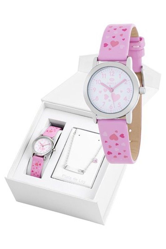 Reloj Marea Infantil Comunión B35284/8 Rosa Corazones