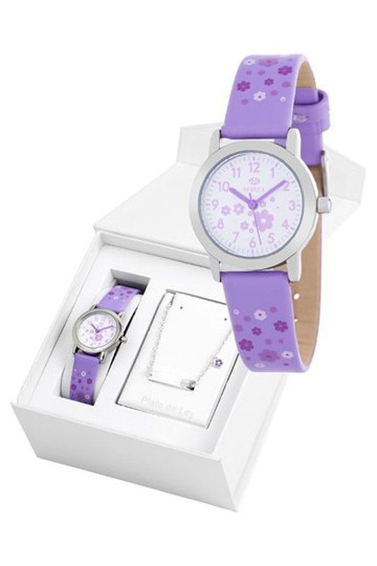 Reloj Marea Infantil Comunión B35284/12 Lila Flores