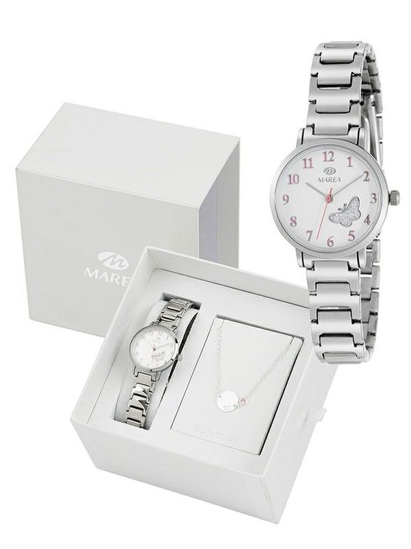 Pack Comunión Reloj Marea Mujer B41248/1 Acero y Pulsera de Plata