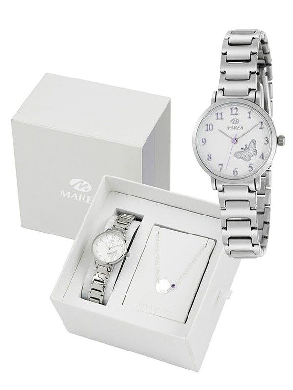 Pack Comunión Reloj Marea Mujer B41248/2 Acero y Pulsera de Plata