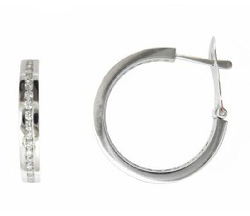 Pendientes Aros Oro Blanco 18kts Diamantes Brillantes 0.93 cts 076835