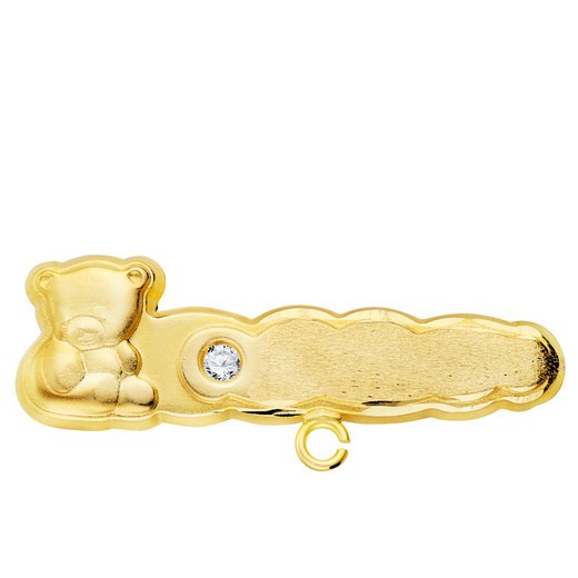 18 kt guld baby pin Zirconia bjørn 16948