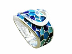 Arior Silver Bicolor Blue Enamel Ring 1182460