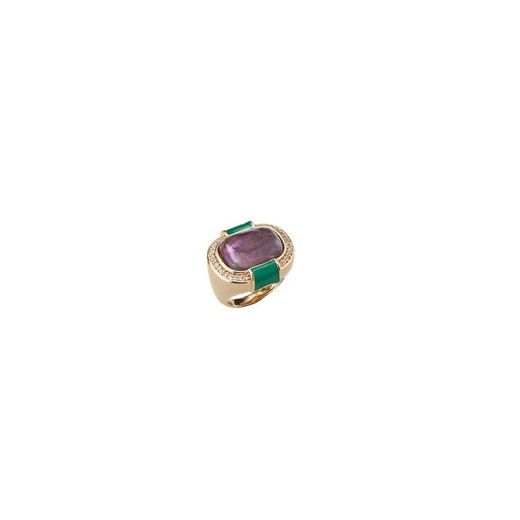 Anillo Bronce Sovrani J10660M14 Dorado Cuarzo Morado Latón