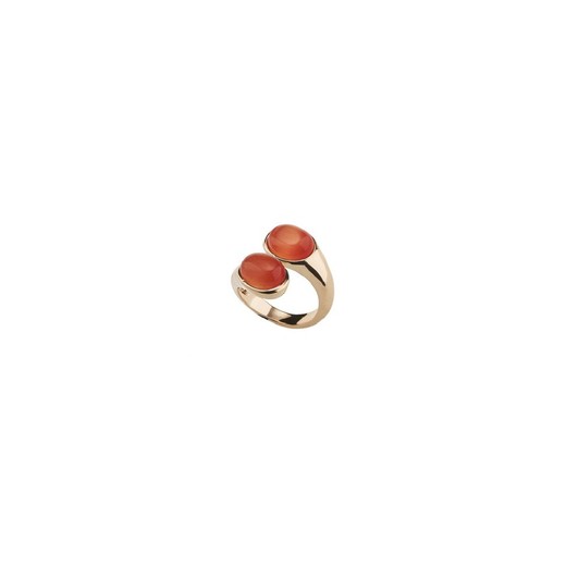 Anillo Bronce Sovrani J8872M17 Dorado 2 Piedras Naranja