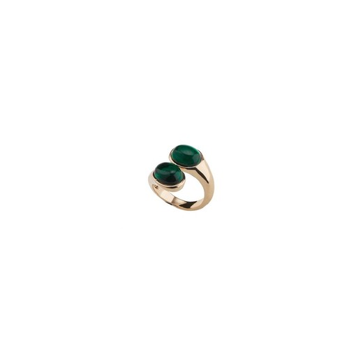 Anillo Bronce Sovrani J8876M17 Dorado 2 Piedras Verde Oscuro