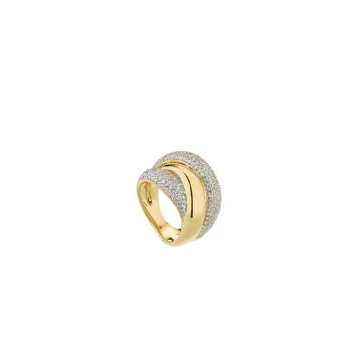 Anillo Bronce Sovrani J9686M13 Entrelazado Dorado Circonitas Latón