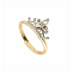 Anillo Disney Oro Bicolor Plata 18kts 18K0006A Corona Diamantes