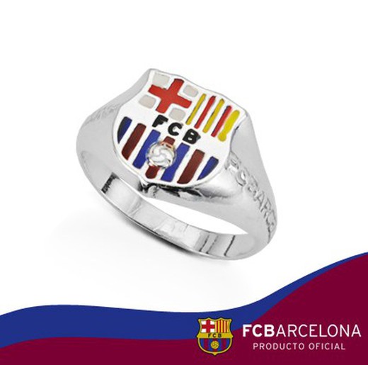 Anillo FC Barcelona Plata Esmaltado Silueta 10-149-C