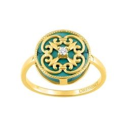 Anillo Oro 18kts (18)1.5510.20 Babylone 3.00 Turquesa 0.04ct GH SI Diamantes