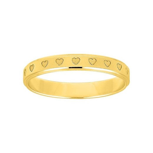 Anillo Oro 18kts Argyor-MRM 3mm (18)266J30 Alianza Grabado Laser Corazones