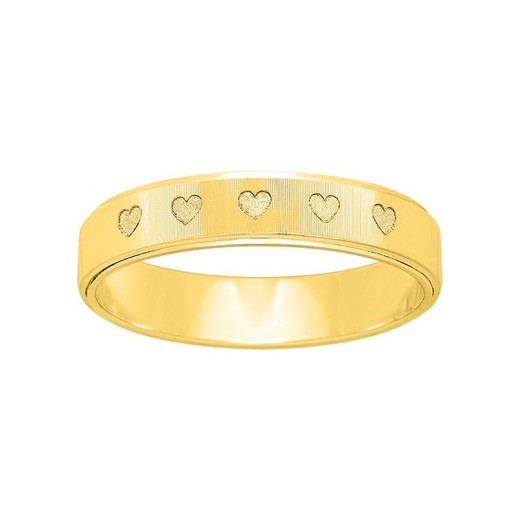 Anillo Oro 18kts Argyor-MRM 4mm (18)266J40 Alianza Grabado Laser Corazones