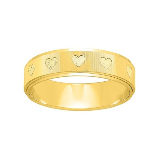 Anillo Oro 18kts Argyor-MRM 5mm (18)266J50 Alianza Grabado Laser Corazones