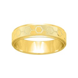 Anillo Oro 18kts Argyor-MRM 5mm (18)292J50 Alianza Grabado Laser Hexágonos