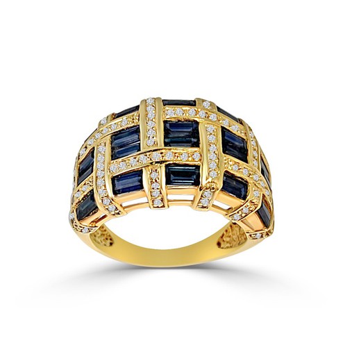 18kt Gold Ring Blue Stone R212