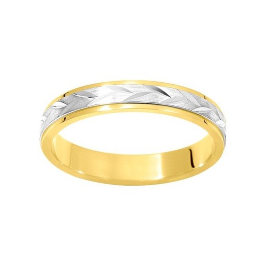 Anillo Oro Bicolor Blanca 18kts Argyor-MRM 4mm (18)159B40 Alianza Facetada