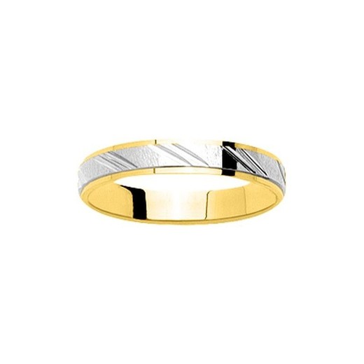 Anillo Oro Bicolor Blanco 18kts Argyor-MRM 3,5mm (18)23435 Alianza Franjas