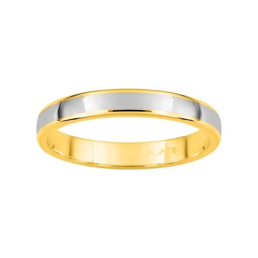 Anillo Oro Bicolor Blanco 18kts Argyor-MRM 3mm (18)23730 Alianza Lisa