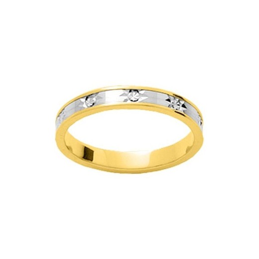 Anillo Oro Bicolor Blanco 18kts Argyor-MRM 3mm  (18)29230 Alianza Diamantada