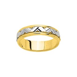 Anillo Oro Bicolor Blanco 18kts Argyor-MRM 5mm (18)21650 Alianza Zigzag