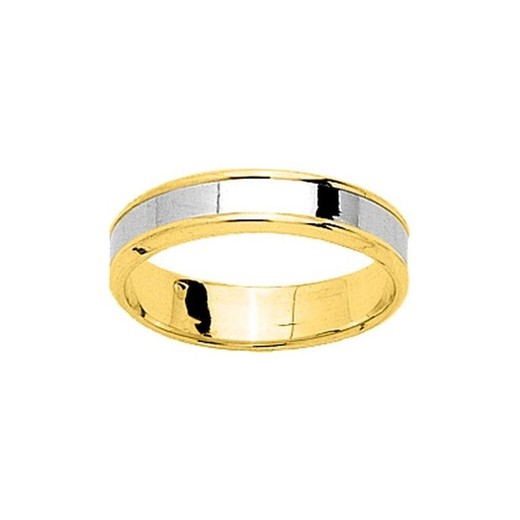 Anillo Oro Bicolor Blanco 18kts Argyor-MRM 5mm (18)23150 Alianza Lisa