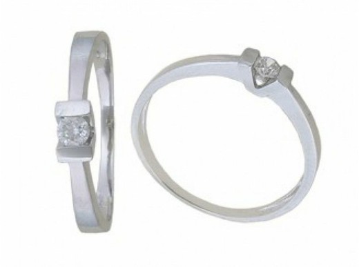 Witgouden 18 kts solitaire briljante ring 0,06 cts 016988