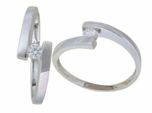 Solitaire Brilliant 18 kt White Gold Ring 0.06 cts 016989