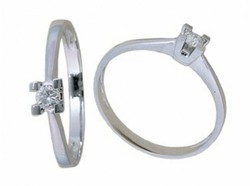 Pierścionek z 18-karatowego białego złota Solitaire Brilliant 0,06 cts 016990