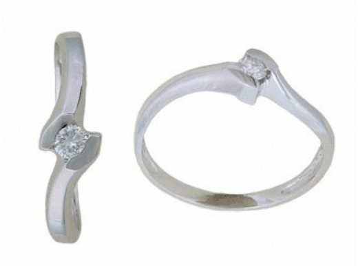Solitaire Brilliant 18 kt White Gold Ring 0.08 cts 013483
