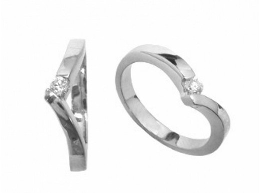 Weißgold Ring 18 kn Solitaire Brilliant 0,08 ct 013593
