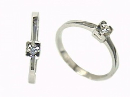 White Gold Ring 18 kts Brilliant Solitaire 0.10 cts 012440