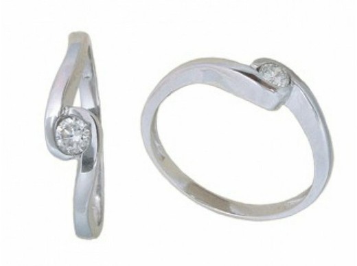 White Gold Ring 18 kts Solitaire Brilliant 0.10 cts 013475