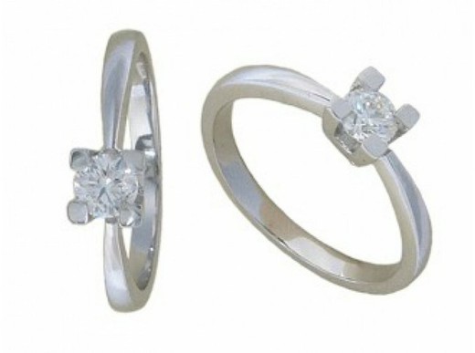Witgouden ring 18 kts Brilliant Solitaire 0,13 cts 016480