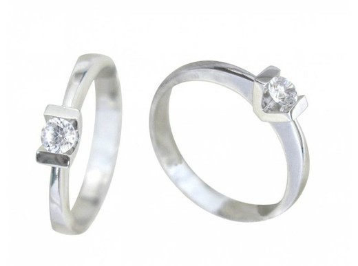 White Gold Ring 18 kts Brilliant Solitaire 0.13 cts 016484