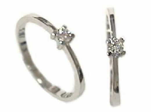 White Gold Ring 18 kts Solitaire Brilliant 0.13 cts 019633