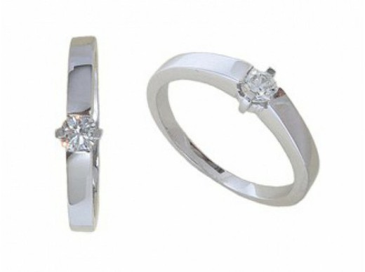 White Gold Ring 18 kts Solitaire Brilliant 0.16 cts 019014