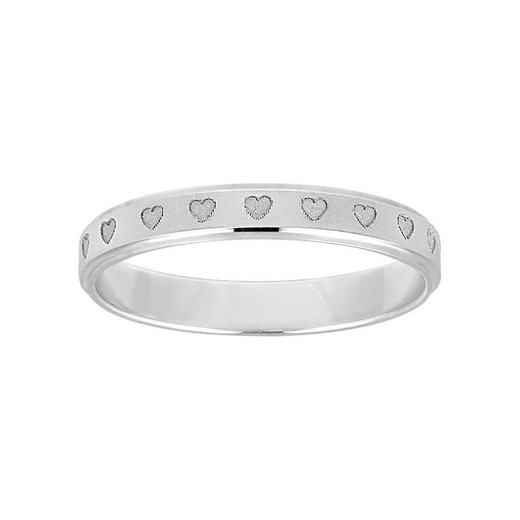 Anillo Oro Blanco 18kts Argyor-MRM 3mm (18)266G30 Alianza Grabado Laser Corazones