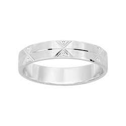 Anillo Oro Blanco 18kts Argyor-MRM 4mm (18)317G40 Alianza Con Triangulos