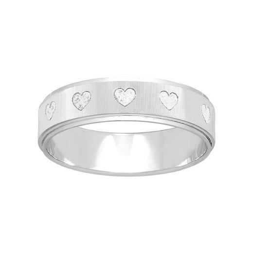 Anillo Oro Blanco 18kts Argyor-MRM 5mm (18)266G50 Alianza Grabado Laser Corazones