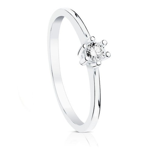 Solitaire Brilliant 18kt White Gold Ring 0.10 Ct SI-H 1700