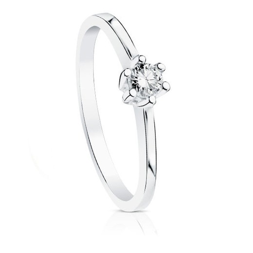 Bague Or Blanc 18kts Brilliant Solitaire 0.15 Ct SI-H 1701