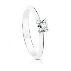 Bague Or Blanc 18kts Solitaire Brillant 0.15 Ct SI-H 1710