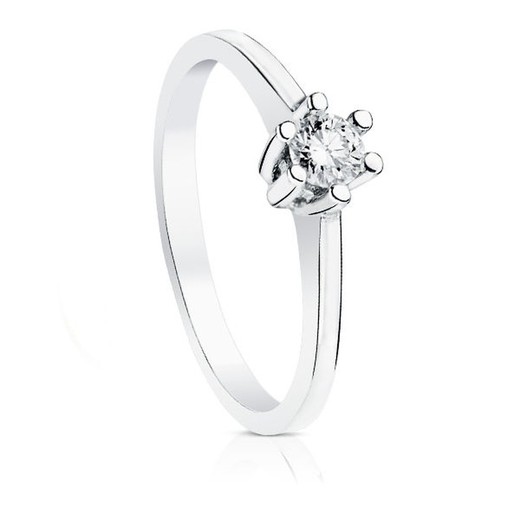 White Gold Ring 18kts Solitaire Brilliant 0.20 Ct SI-H 1702