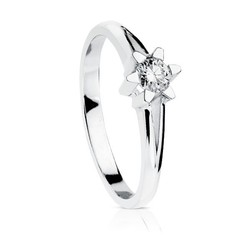 White Gold Ring 18kts Solitaire Brilliant 0.20 Ct SI-H 1705