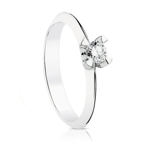 Bague Or Blanc 18kts Solitaire Brillant 0.20 Ct SI-H 1711