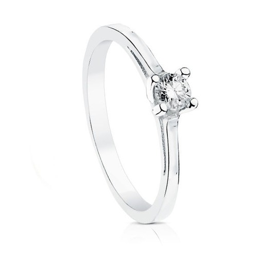 White Gold Ring 18kts Solitaire Brilliant 0.20 Ct SI-H 1723