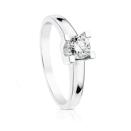 Solitaire Brilliant 18kt White Gold Ring 0.50 Ct SI-H 1720