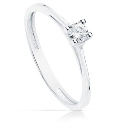 Bague solitaire en or blanc 18 carats avec zircone 3,5 mm 19348-OB